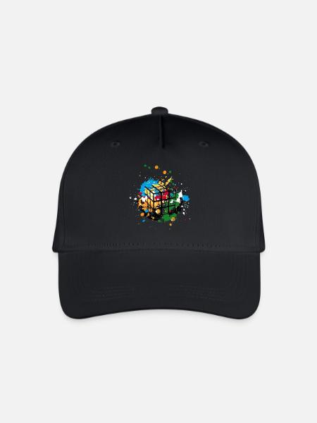 Rubik's Cube Zauberwürfel Splatter - Kinder Bio Basecap - Schwarz