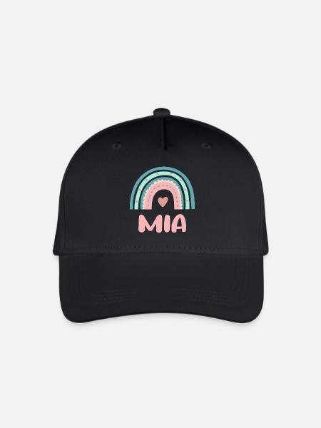 Mia Name Regenbogen Baby - Kinder Bio Basecap - Schwarz
