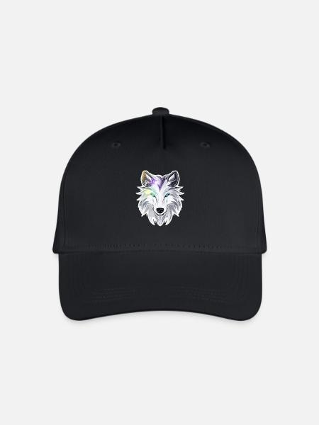 Wolf - Illustration - Kinder Bio Basecap - Schwarz