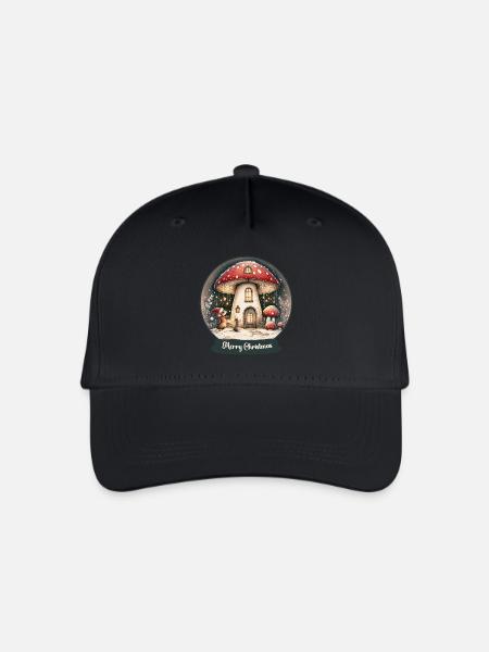 Weihnachtsmäuse und ein Fliegenpilzhaus - Kinder Bio Basecap - Schwarz
