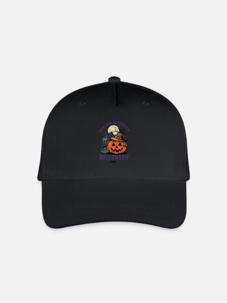 Grinsender Kürbis Halloween Outfit Damen - Kinder Bio Basecap - Schwarz