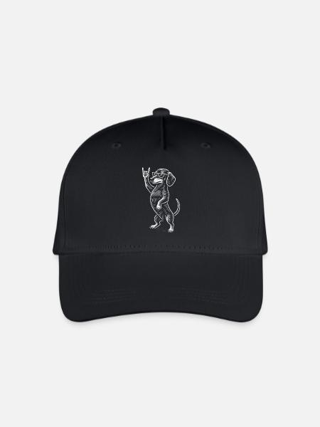 Rock Musik Funny Heavy Metal Retro Dachshund - Kinder Bio Basecap - Schwarz