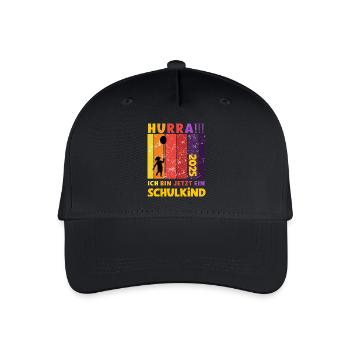Shirt Einschulung Schulkind 2025 Luftballon - Kinder Bio Basecap - Schwarz - Vorne