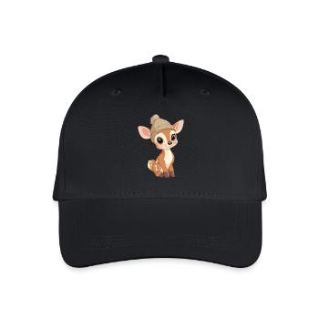 Reh Süß Niedlich Baby Kinder Tier Rehkitz Cartoon - Kinder Bio Basecap - Schwarz - Vorne
