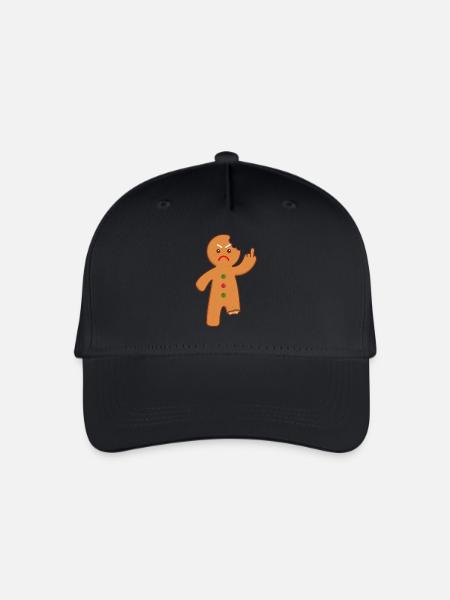 Lebkuchenmann Stinkefinger Mittelfinger - Kinder Bio Basecap - Schwarz