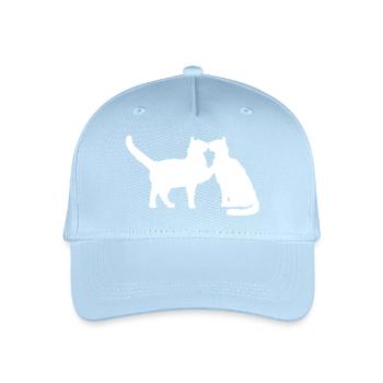 2 Katzen Küssen Pärchen Zwei Freunde Schmusen Paar - Kinder Bio Basecap - Hellblau - Vorne
