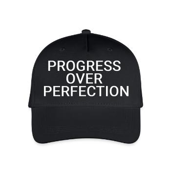 Progress over perfection - Organic Kids’ Baseball Cap - black - Front