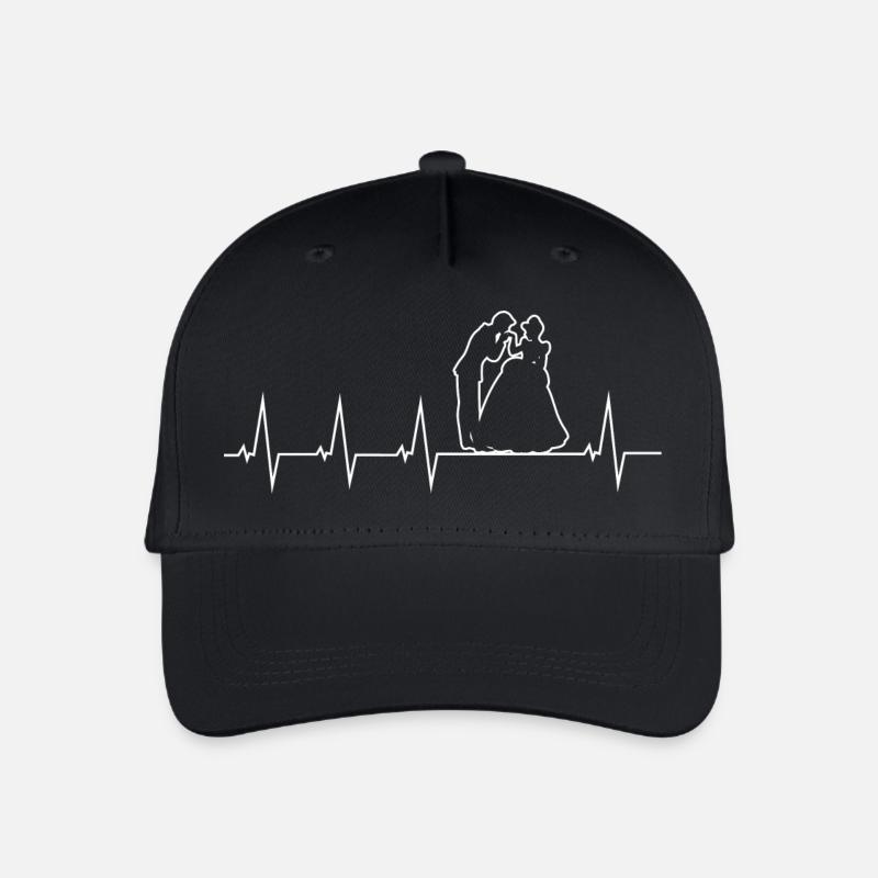 Hochzeit - Brautpaar - Heartbeat - Kinder Bio Basecap - Schwarz