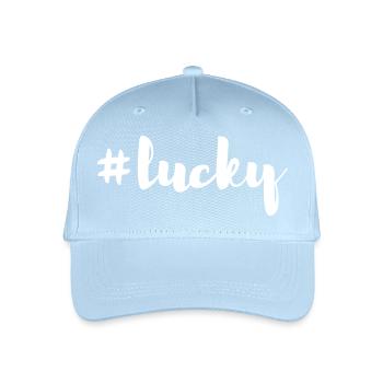 Citation chanceuse bonheur heureux écriture hashtag - Casquette de baseball bio Enfant - bleu clair - Devant