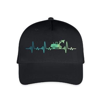 Wheel Loader Heartbeat Bulldozer - Organic Kids’ Baseball Cap - black - Front