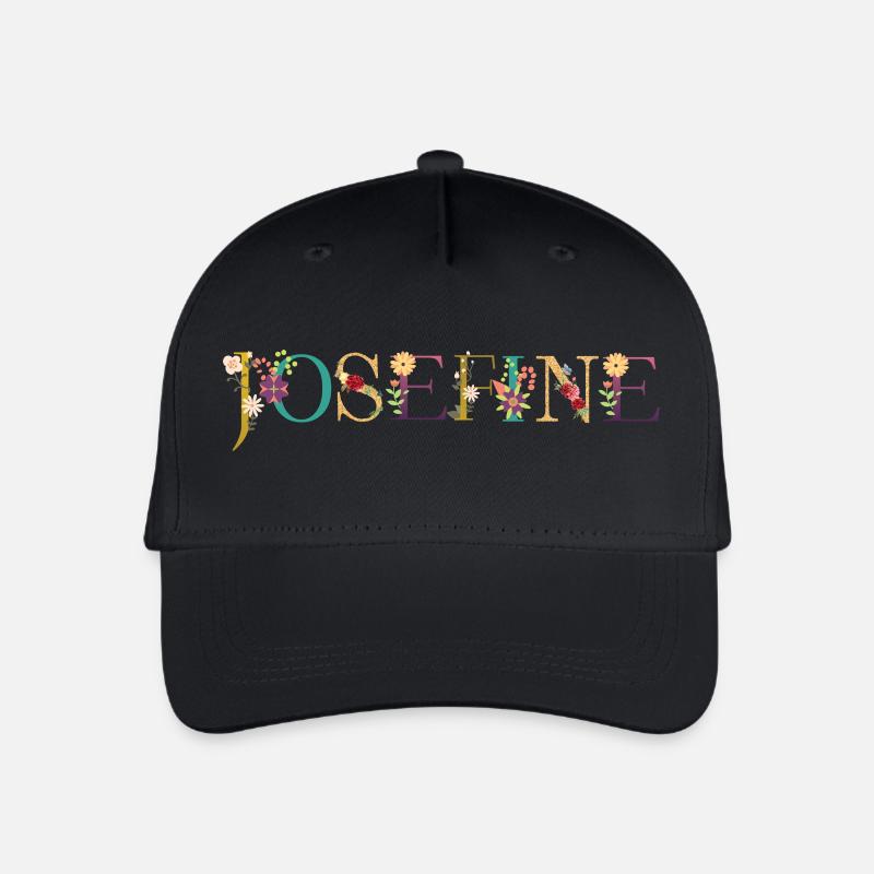 Le nom de JOSEFINE décoré de fleurs - Casquette de baseball bio Enfant - noir