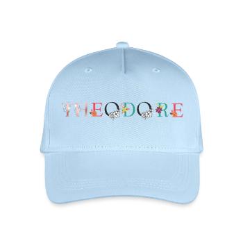 THEODORE Nome Arte Con Fiori Ricamati - Cappellino da baseball ecologico per bambini - celeste - Fronte