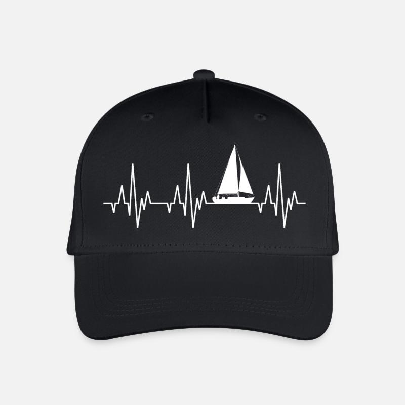 Herzschlag EKG Segeln Segelboot Segelschiff - Kinder Bio Basecap - Schwarz