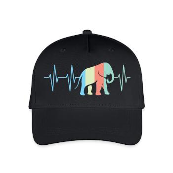 bunte Farben Elefant Elefanten Herzschlag Symbol - Kinder Bio Basecap - Schwarz - Vorne