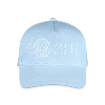 Lion "WORSHIP" - Organic Kids’ Baseball Cap - light blue - Front