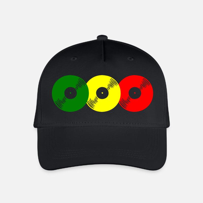 Reggae Schallplatten - Kinder Bio Basecap - Schwarz