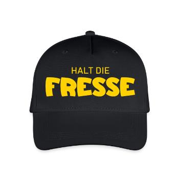 Halt die Fresse - Cooler Spruch - Kinder Bio Basecap - Schwarz - Vorne