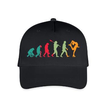 Eislauf Evolution Schlittschuh Entwicklung Winter - Kinder Bio Basecap - Schwarz - Vorne