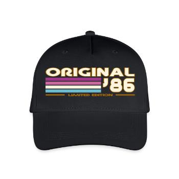 Retro 1986 Vintage 80s Stripes - Organic Kids’ Baseball Cap - black - Front