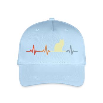 Katze Herzschlag Farbverlauf - Kinder Bio Basecap - Hellblau - Vorne