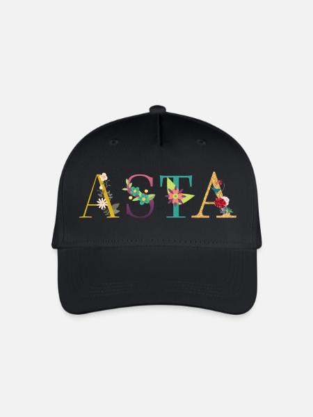 ASTA Name Decorated with Flowers - Organic Kids’ Baseball Cap - black
