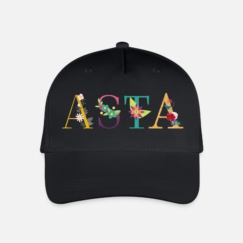 Nom ASTA décoré de fleurs - Casquette de baseball bio Enfant - noir