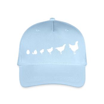 Schnappschuss Küken Familie, Huhn, Evolution,  - Kinder Bio Basecap - Hellblau - Vorne