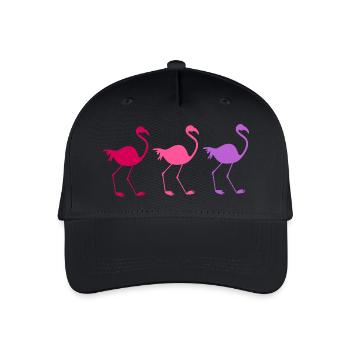 Three colorful flamingos - Organic Kids’ Baseball Cap - black - Front