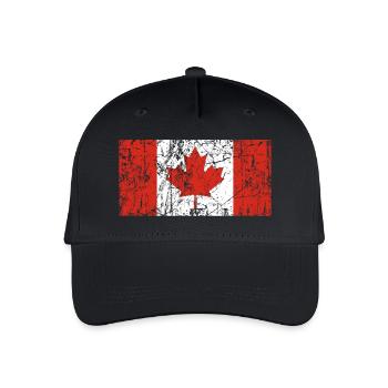 Kanada Flagge Vintage-Effekt - Kinder Bio Basecap - Schwarz - Vorne