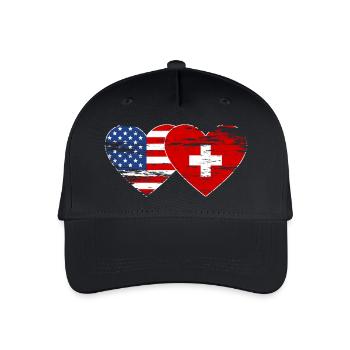 Cœur de drapeau de la Suisse des États-Unis utilisé - Casquette de baseball bio Enfant - noir - Devant