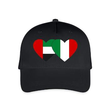 United Arab Emirates Italy Flag Heart - Organic Kids’ Baseball Cap - black - Front