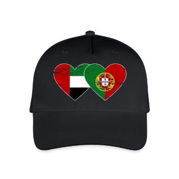 Vereinigte Arabische Emirate Portugal Flagge Herz - Kinder Bio Basecap - Schwarz - Vorne