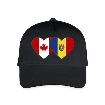 Kanada Moldau Flagge Herz - Kinder Bio Basecap - Schwarz - Vorne