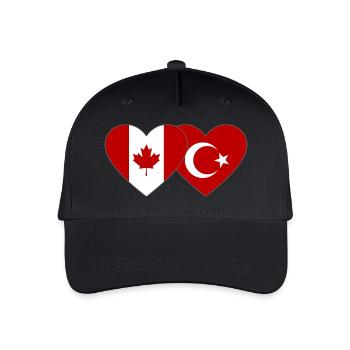 Kanada Türkei Flagge Herz - Kinder Bio Basecap - Schwarz - Vorne