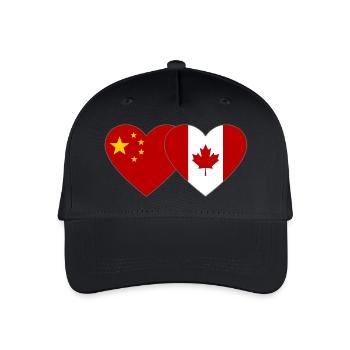 China Kanada Flagge Herz - Kinder Bio Basecap - Schwarz - Vorne