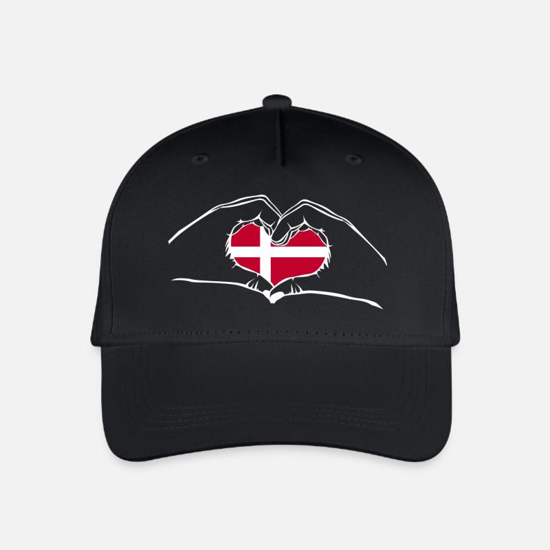 Ich liebe Dänemark - Herz Hände - Kinder Bio Basecap - Schwarz