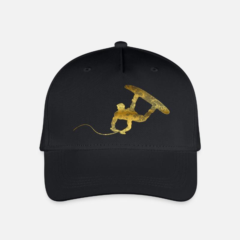 Wakeboarder Gold Wellen Geschenk - Kinder Bio Basecap - Schwarz