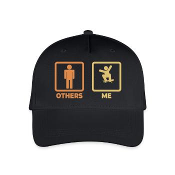 Skater Strichmännchen - Kinder Bio Basecap - Schwarz - Vorne