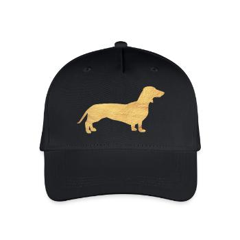 Dackel Gold Herrchen Frauchen Hund Hundefan Tier - Kinder Bio Basecap - Schwarz - Vorne