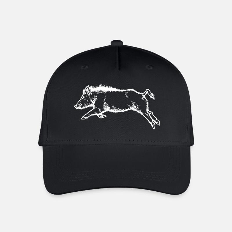 Wild boar jumping (white) - Organic Kids’ Baseball Cap - black