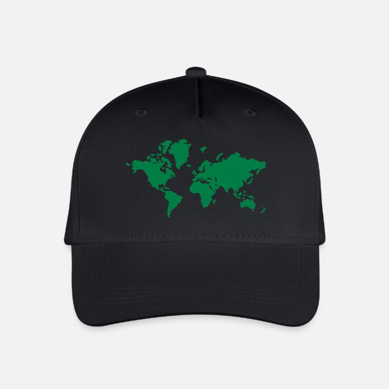 Weltkarte - Kinder Bio Basecap - Schwarz