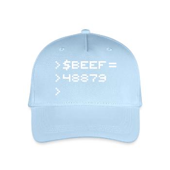 BEEF 8-Bit Code Nerd Pixel Terminal Retro - Organic Kids’ Baseball Cap - light blue - Front