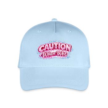 Vorsicht, wenn nasser, lustige, flirtige Aussage Tee Wortspiel sp - Kinder Bio Basecap - Hellblau - Vorne