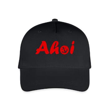 lettrage Ahoy avec ancre rouge - Casquette de baseball bio Enfant - noir - Devant