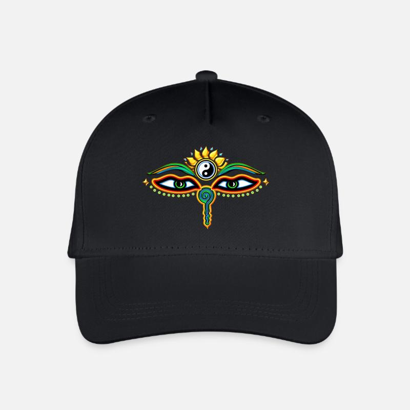 Augen des Buddha, Yin Yang, Weisheit & Erleuchtung - Kinder Bio Basecap - Schwarz