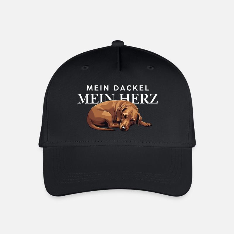 Mein_Dackel_mein_Herz_rotbraun - Kinder Bio Basecap - Schwarz