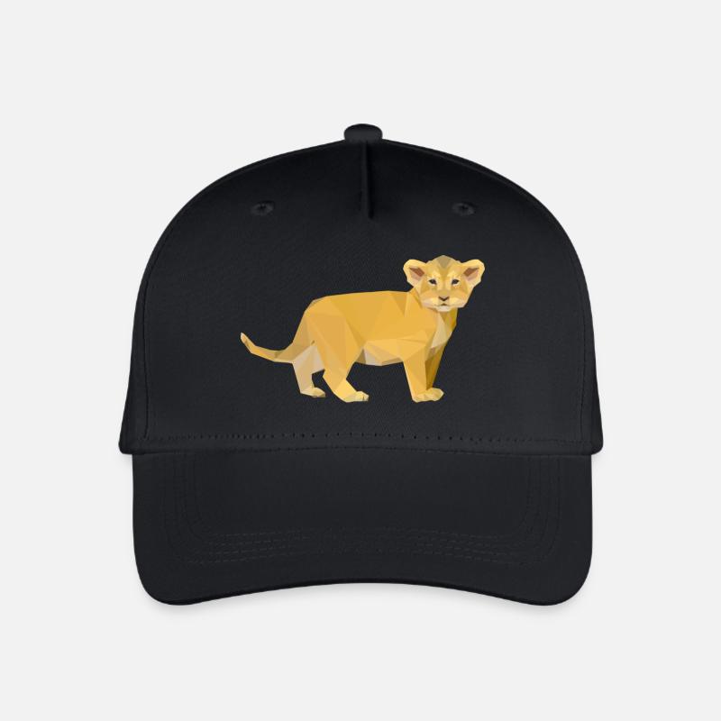 Löwen Baby Polygon - Kinder Bio Basecap - Schwarz