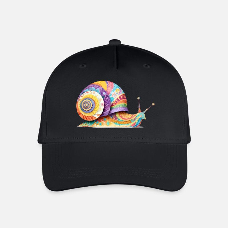 Schnecke Verspielt Entzückend Spaß Tier Bunt Niedlich - Kinder Bio Basecap - Schwarz