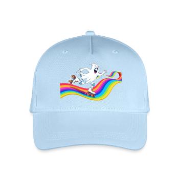 Geist beim Rollschuhlaufen auf Regenbogenbahn - Kinder Bio Basecap - Hellblau - Vorne