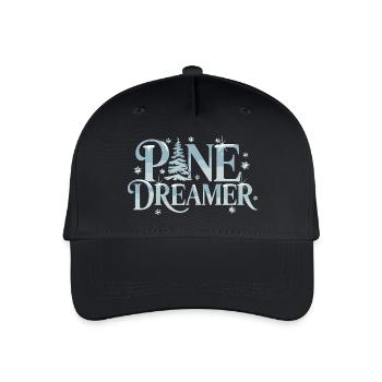  Pine Dreamer Winter Tanne Schneeflocken Wald - Kinder Bio Basecap - Schwarz - Vorne